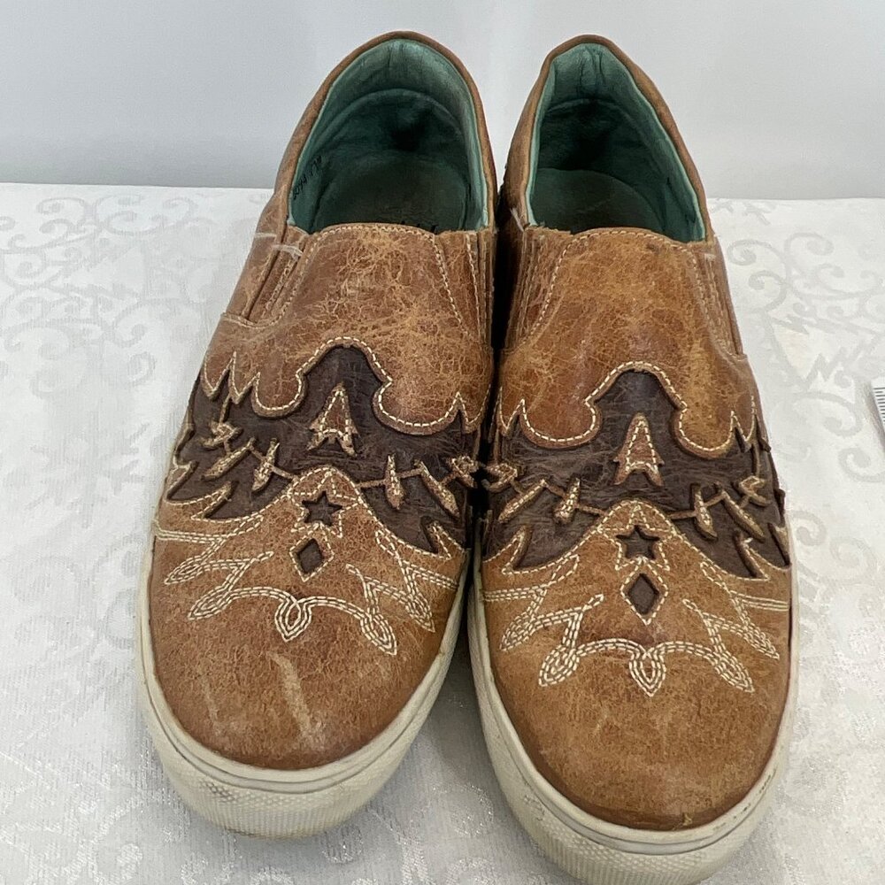 Corral Western-Style‎ Brown Leather Slip-On Loafers Size 10 Women's